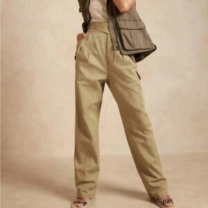 NWT Banana Republic High Rise khaki utility pants. Cotton Linen blend Sz.6S